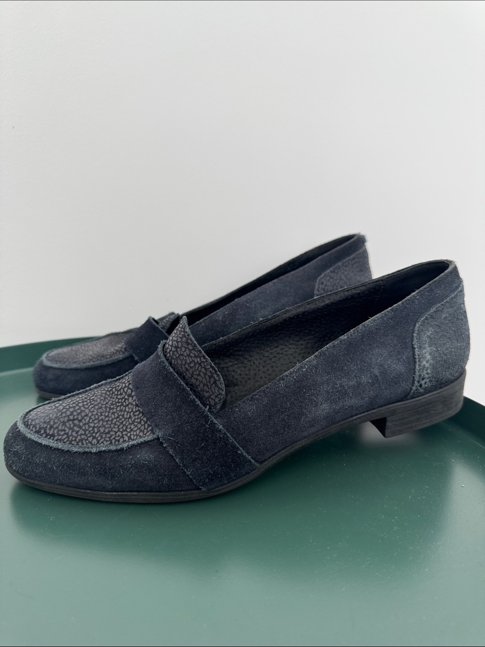 Classic Suede Penny Loafers in Navy
